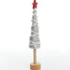 Grey and White Woolen Christmas Tree with Red Star Table Top Christmas Trees|