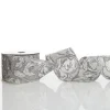 Grey Linen with Silver Glitter Floral Pattern Ribbon Ribbons|