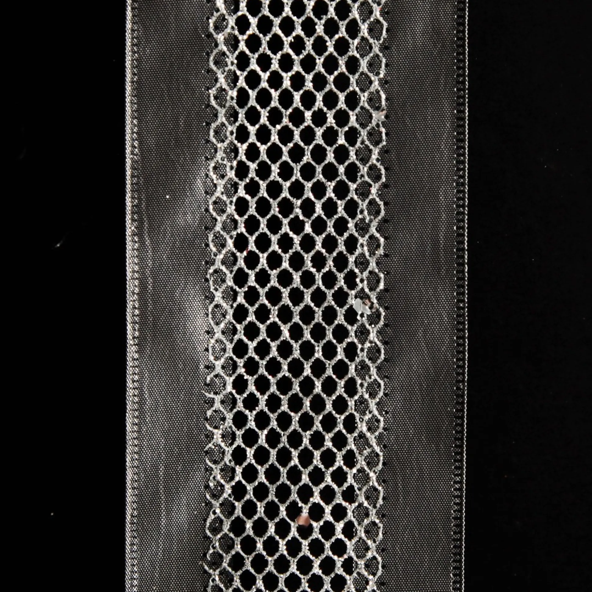 Gunmetal Grey Mesh with Satin Edge Wired Christmas Ribbon Ribbons|