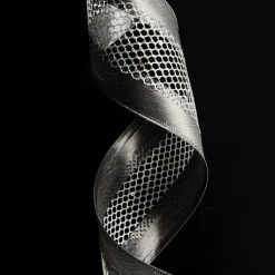 Gunmetal Grey Mesh with Satin Edge Wired Christmas Ribbon Ribbons|