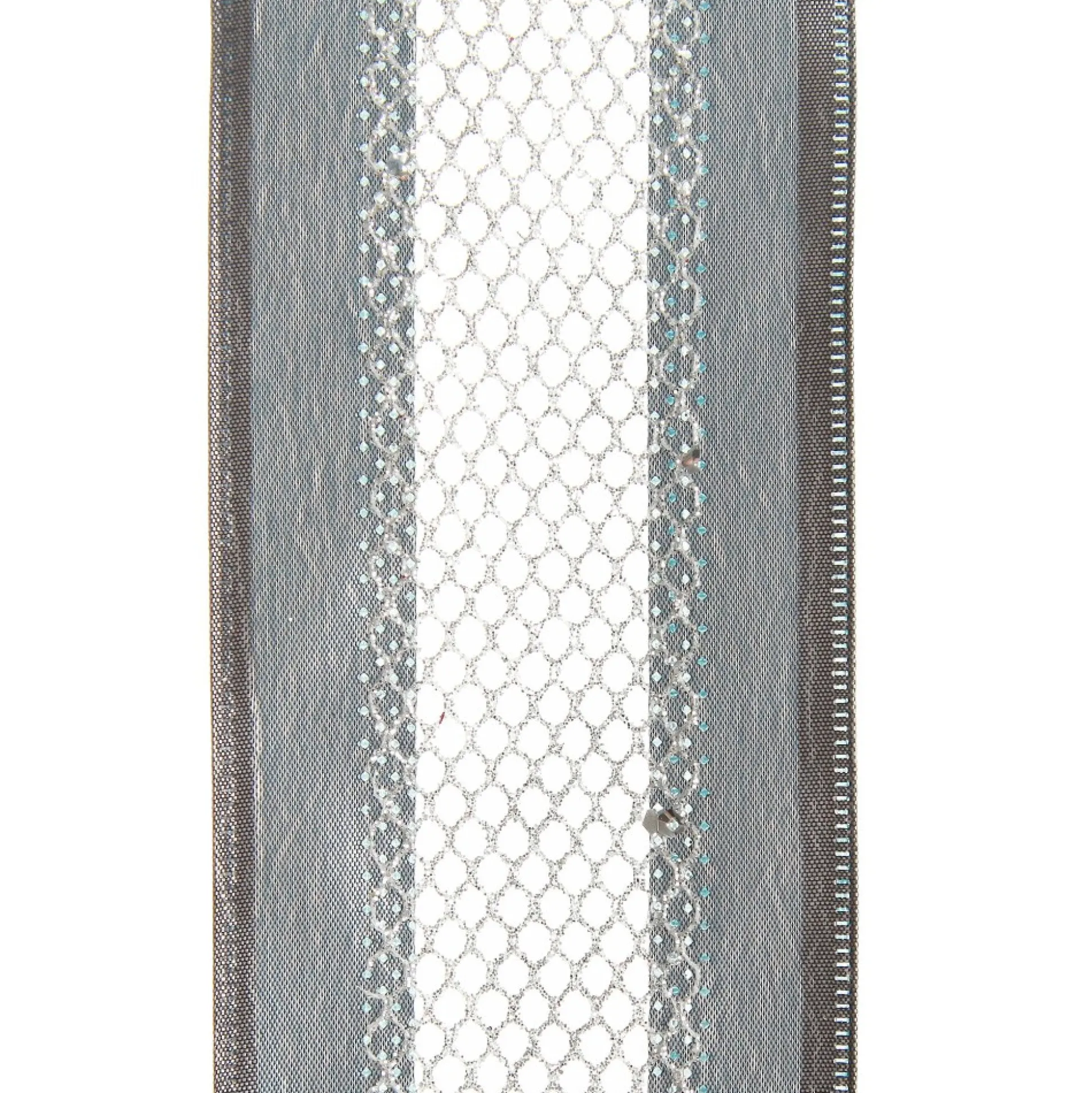 Gunmetal Grey Mesh with Satin Edge Wired Christmas Ribbon Ribbons|