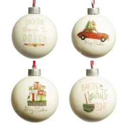 Happy Holiday Lightup Baubles - Set of 4 Christmas Bauble Sets|