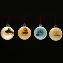 Happy Holiday Lightup Baubles - Set of 4 Christmas Bauble Sets|