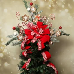 Ho Ho Ho Deluxe Tree Topper Bow with Streamers Tree Toppers|