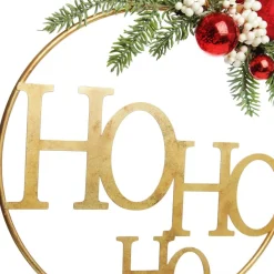Ho Ho Ho Metal Hoop with Florals Christmas Wreaths|
