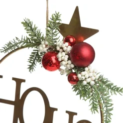 Ho Ho Ho Metal Hoop with Florals Christmas Wreaths|