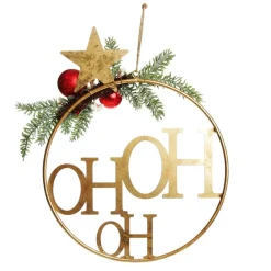 Ho Ho Ho Metal Hoop with Florals Christmas Wreaths|