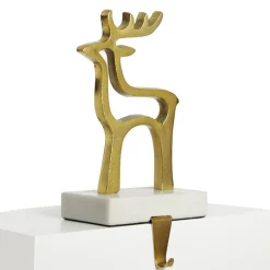 Hollow Raw Gold Reindeer Christmas Stocking Hanger with Quartz Base Stocking Hangers|