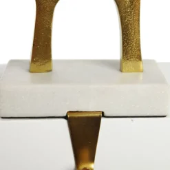 Hollow Raw Gold Reindeer Christmas Stocking Hanger with Quartz Base Stocking Hangers|