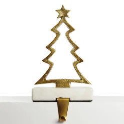 Hollow Raw Gold Tree Christmas Stocking Hanger with Quartz Base Stocking Hangers|