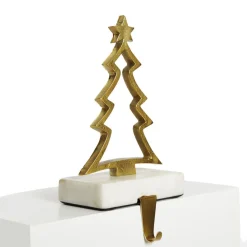 Hollow Raw Gold Tree Christmas Stocking Hanger with Quartz Base Stocking Hangers|