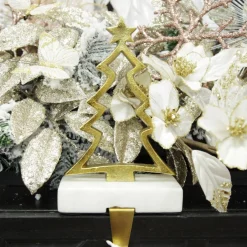 Hollow Raw Gold Tree Christmas Stocking Hanger with Quartz Base Stocking Hangers|