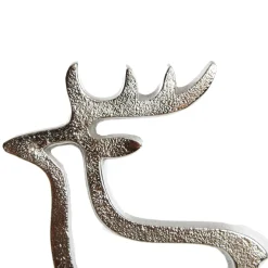 Hollow Raw Silver Reindeer Christmas Stocking Hanger with Quartz Base Stocking Hangers|