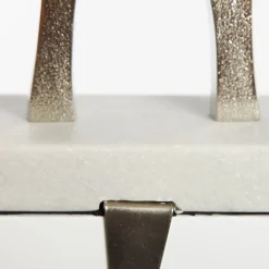 Hollow Raw Silver Reindeer Christmas Stocking Hanger with Quartz Base Stocking Hangers|