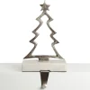 Hollow Raw Silver Tree Christmas Stocking Hanger with Quartz Base Stocking Hangers|