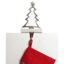 Hollow Raw Silver Tree Christmas Stocking Hanger with Quartz Base Stocking Hangers|