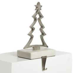 Hollow Raw Silver Tree Christmas Stocking Hanger with Quartz Base Stocking Hangers|