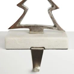 Hollow Raw Silver Tree Christmas Stocking Hanger with Quartz Base Stocking Hangers|