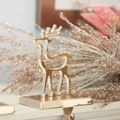 Hollow Rose Gold Reindeer Christmas Stocking Hanger Stocking Hangers|