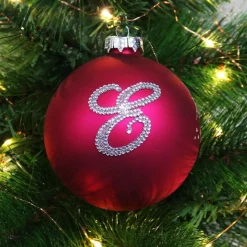 Hot Pink Bling Monogram Christmas Bauble Glass Baubles|