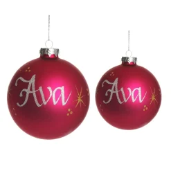 Hot Pink Glass Personalised Christmas Bauble Personalised Baubles|