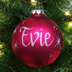 Hot Pink Glass Personalised Christmas Bauble Personalised Baubles|