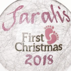 Icicle Glass Personalised Christmas Bauble - Pink First Christmas Glass Baubles|