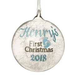 Icicle Glass Personalised Christmas Bauble - Blue First Christmas Glass Baubles|