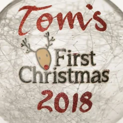 Icicle Glass Personalised Christmas Bauble - First Christmas Reindeer Glass Baubles|