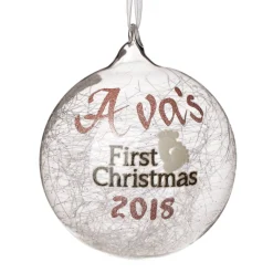 Icicle Glass Personalised Christmas Bauble - First Christmas Glass Baubles|