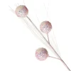 Iridescent Baby Pink Sequin Christmas Ball Trio Pick Christmas Tree Picks|
