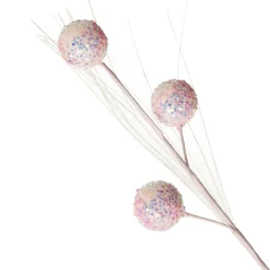 Iridescent Baby Pink Sequin Christmas Ball Trio Pick Christmas Tree Picks|