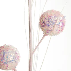 Iridescent Baby Pink Sequin Christmas Ball Trio Pick Christmas Tree Picks|