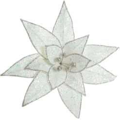 Iridescent Glitter Poinsettia Flower Clip Christmas Flowers|