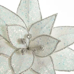 Iridescent Glitter Poinsettia Flower Clip Christmas Flowers|