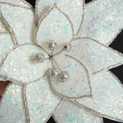 Iridescent Glitter Poinsettia Flower Clip Christmas Flowers|