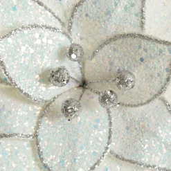 Iridescent Glitter Poinsettia Flower Clip Christmas Flowers|