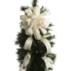 Ivory and Gold Glitter Deluxe Tree Topper Bow with Streamers Tree Toppers|