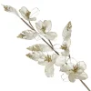 Ivory Flower Blossom Stem with Gold Glitter Christmas Sprays|