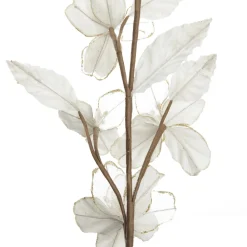 Ivory Flower Blossom Stem with Gold Glitter Christmas Sprays|
