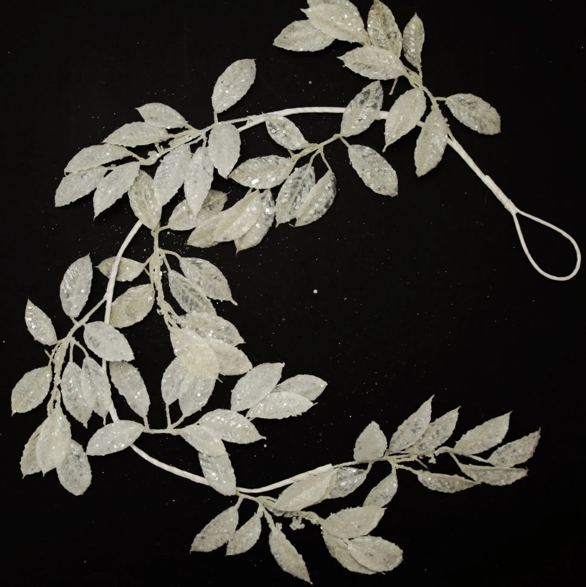 Ivory Leaf Christmas Garland with Sequins Christmas Garlands|
