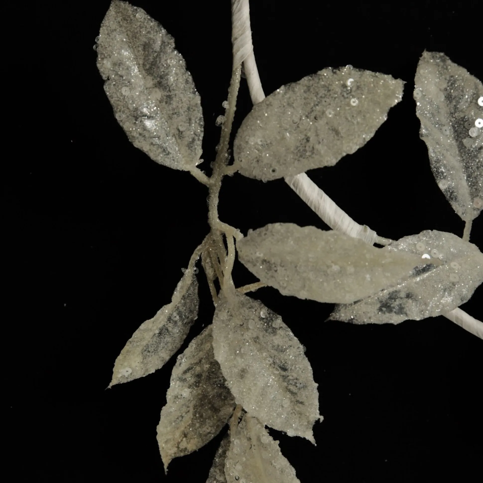 Ivory Leaf Christmas Garland with Sequins Christmas Garlands|