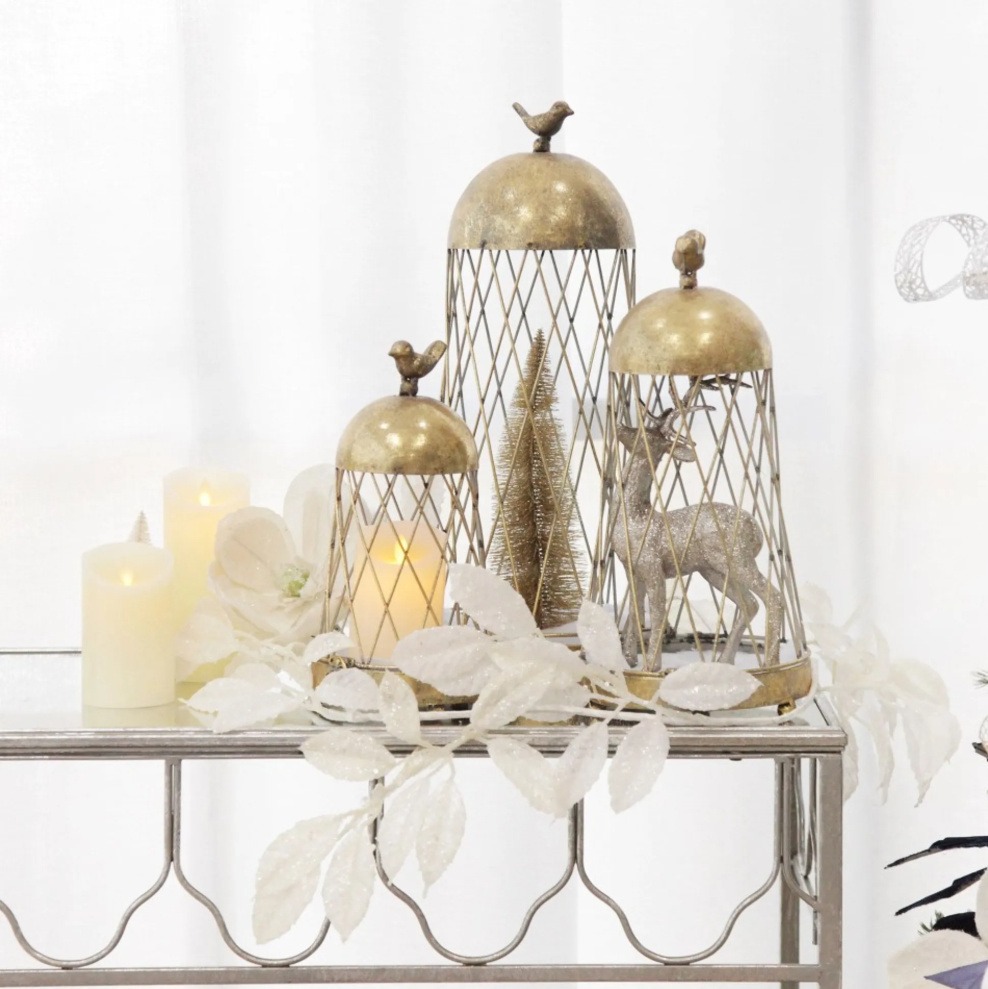 Ivory Leaf Christmas Garland with Sequins Christmas Garlands|