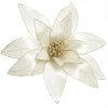Ivory Lily Flower Stem with Gold Glitter Trim Christmas Flowers|