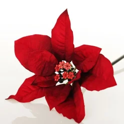 Jewelled Red Poinsettia Flower Pick - Medium Christmas Flowers|