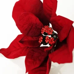 Jewelled Red Poinsettia Flower Pick - Medium Christmas Flowers|