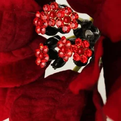 Jewelled Red Poinsettia Flower Pick - Medium Christmas Flowers|