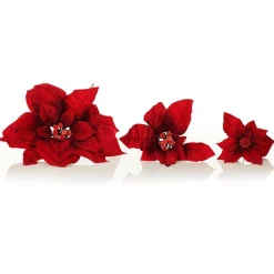 Jewelled Red Poinsettia Flower Pick - Medium Christmas Flowers|