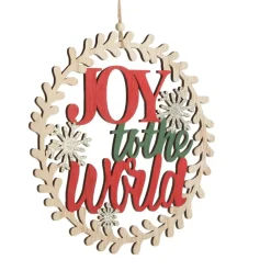 Joy to the World Wooden Circle Wreath Plaque Wall Hangings And Signs|