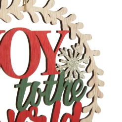 Joy to the World Wooden Circle Wreath Plaque Wall Hangings And Signs|